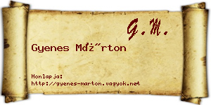 Gyenes Márton névjegykártya